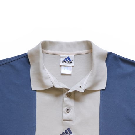 M Adidas 2tone Polo Shirts Blue Grey × Light Beige