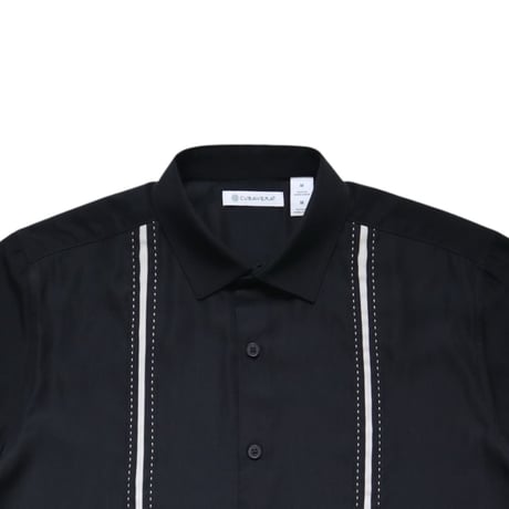 S〜M Cubavera Picksttitch Panel Shirt Shirts Black