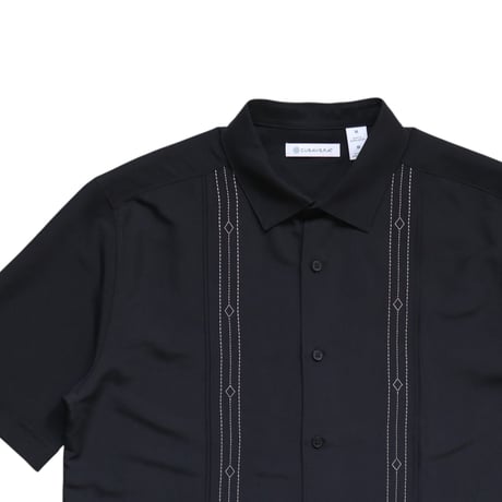 S〜M Cubavera Embroidered Panel Shirts Black