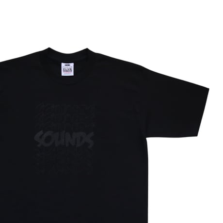 M〜XL Sounds Stacks Logo T Shirts Black × Black