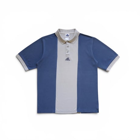 M Adidas 2tone Polo Shirts Blue Grey × Light Beige