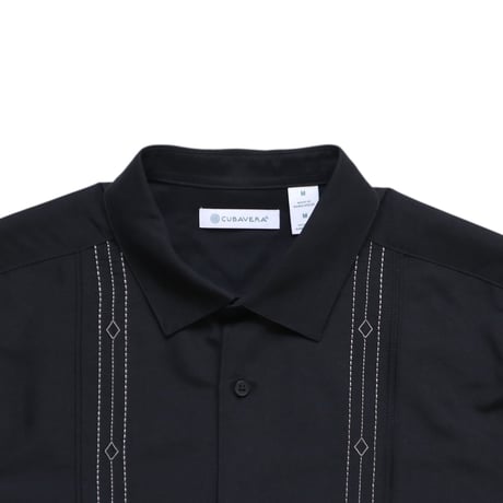 S〜M Cubavera Embroidered Panel Shirts Black