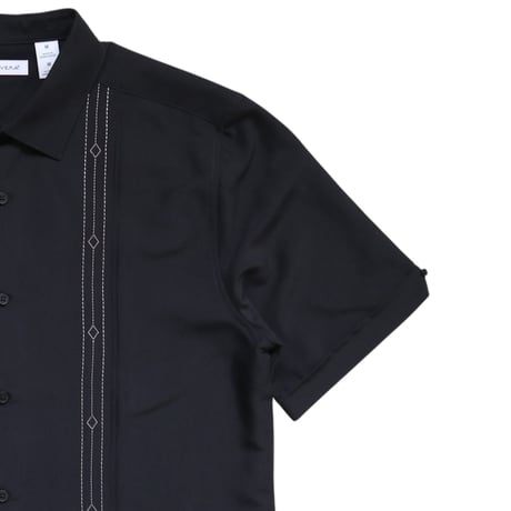 S〜M Cubavera Embroidered Panel Shirts Black