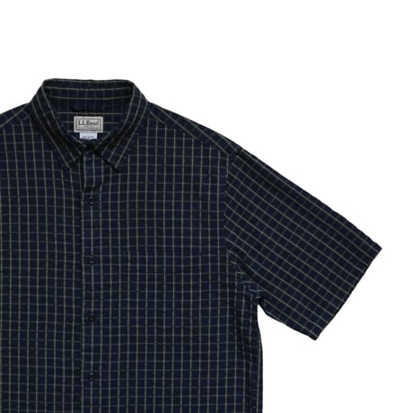 S L.L.Bean Seersucker Check Shirts Navy