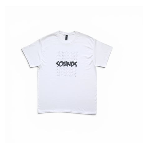 M~XL Sounds Stacks T Shirts White × Chacoal Grey