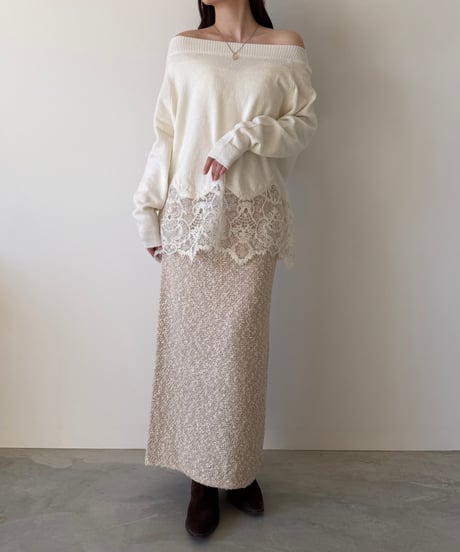 tweed knit i line skirt