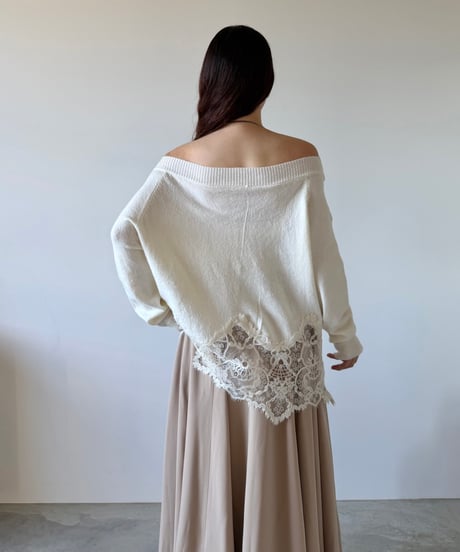 lace layered off shoulder knit(2色)