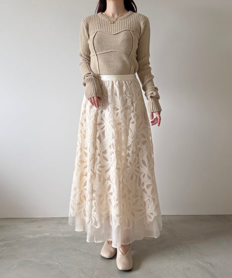 embroidery sheer long skirt