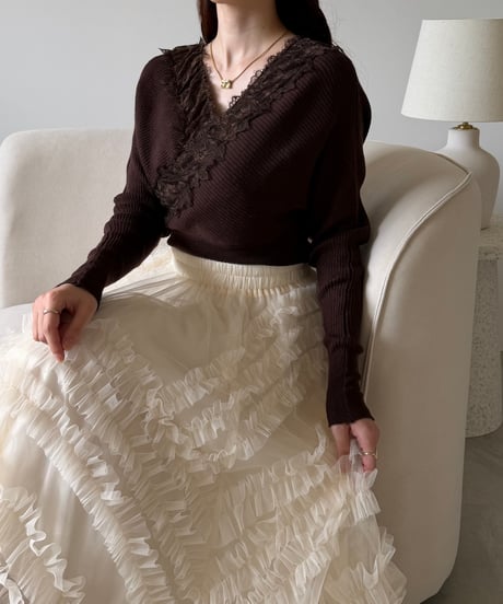 lace cache coeur lib knit(2色)