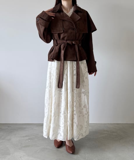 suede lace collar cape jacket(2色)