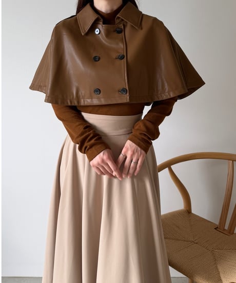 leather cape jacket set