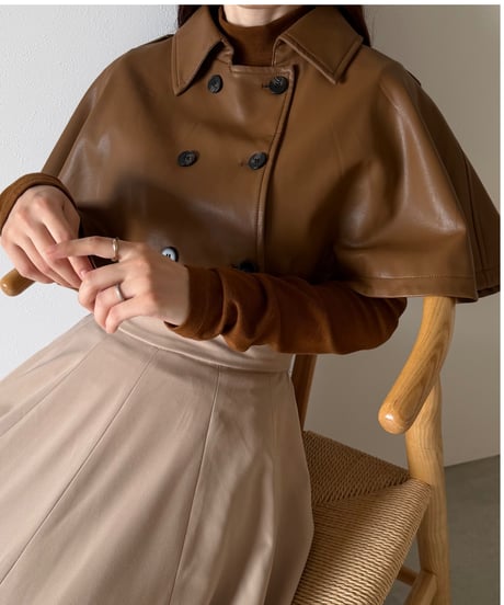 leather cape jacket set