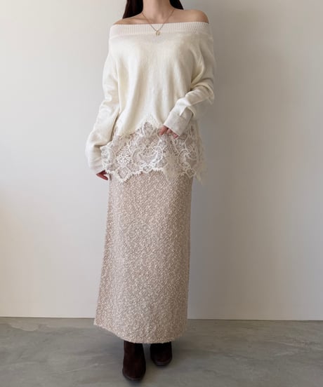 tweed knit i line skirt