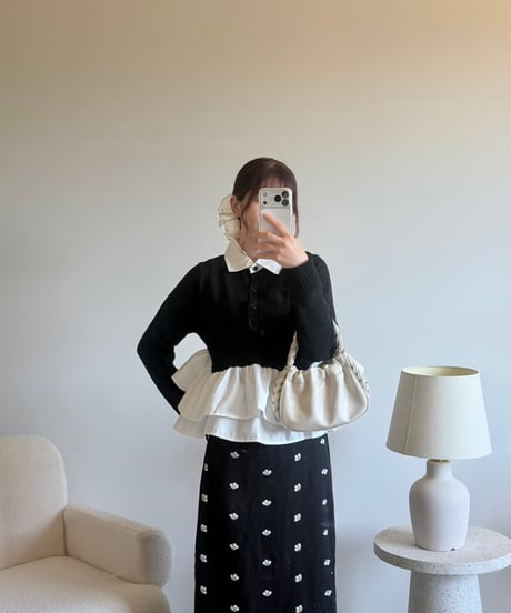 frill layered knit top