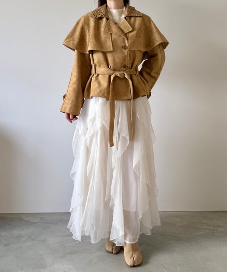 suede lace collar cape jacket(2色)