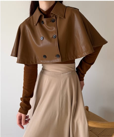 leather cape jacket set