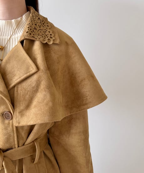 suede lace collar cape jacket(2色)