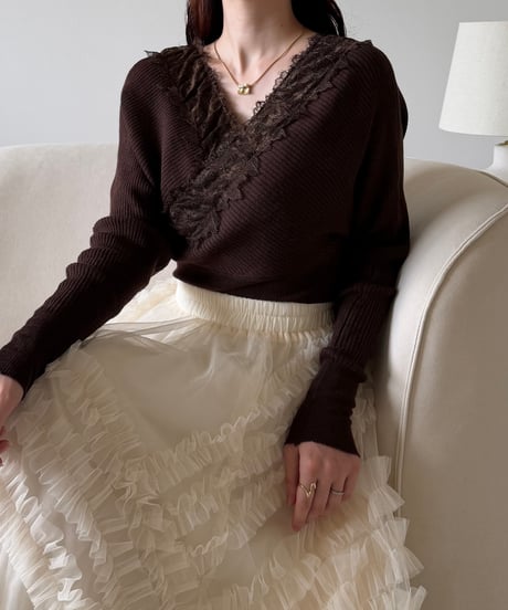lace cache coeur lib knit(2色)
