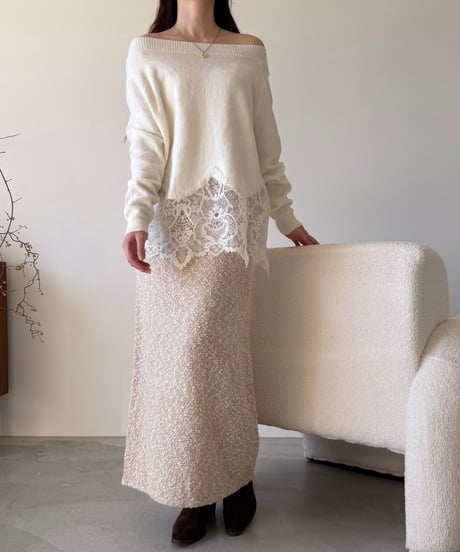 tweed knit i line skirt