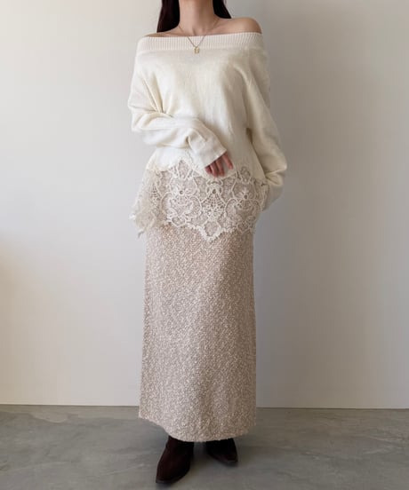 tweed knit i line skirt