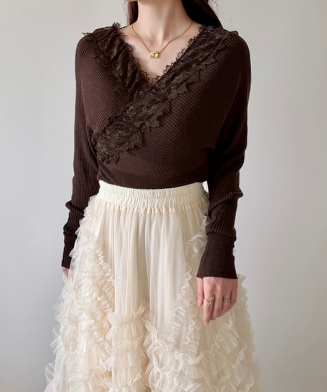 lace cache coeur lib knit(2色)