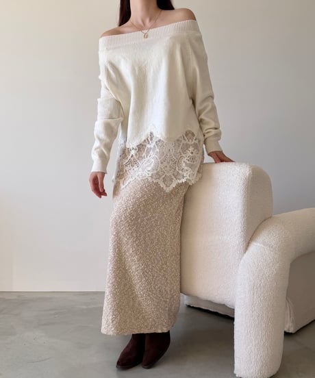 tweed knit i line skirt