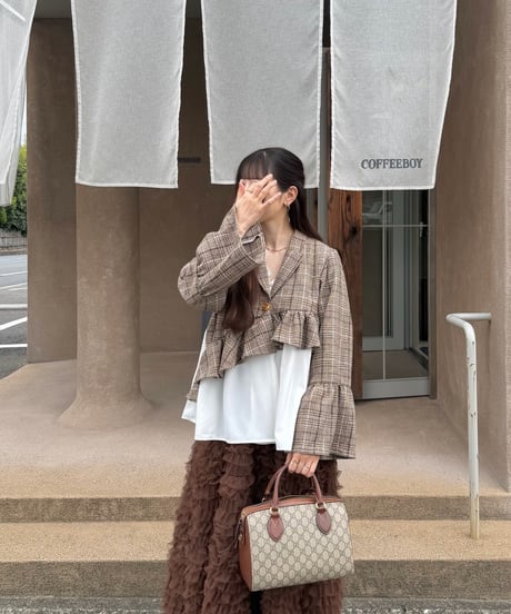 frill asymmetry check jacket