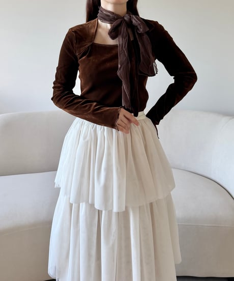 velour square neck scarf tops (2色)