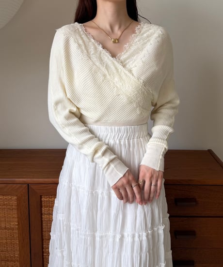 lace cache coeur lib knit(2色)