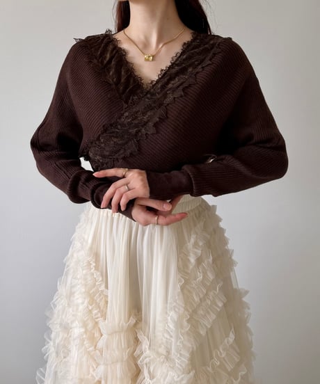 lace cache coeur lib knit(2色)