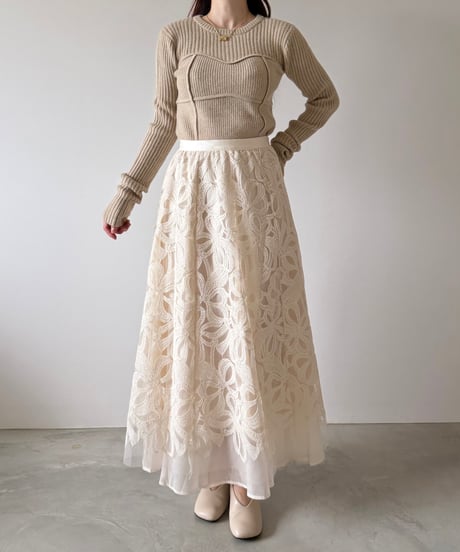 embroidery sheer long skirt