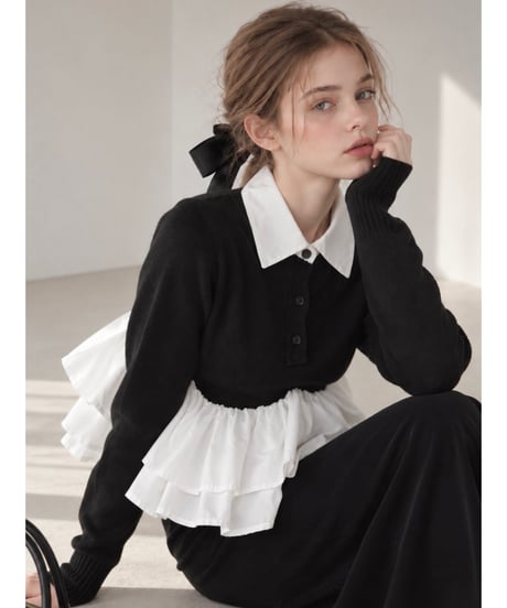 frill layered knit top