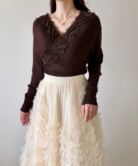 lace cache coeur lib knit(2色)