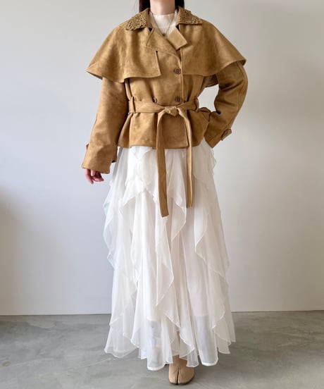 suede lace collar cape jacket(2色)