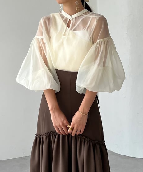 volume sheer many way blouse
