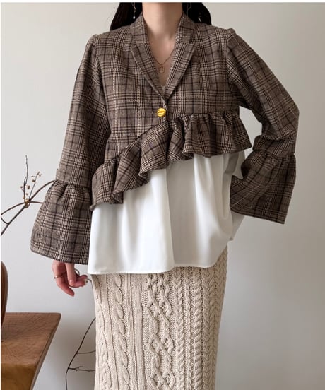frill asymmetry check jacket