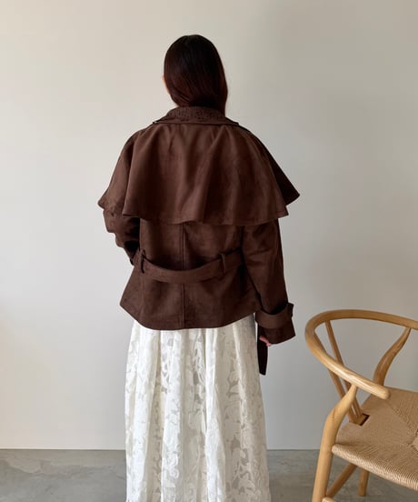 suede lace collar cape jacket(2色)