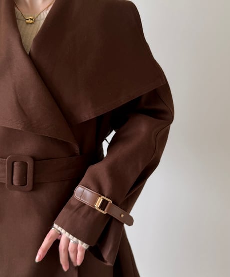 cape collar belted jacket(2色)