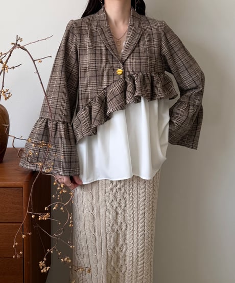 frill asymmetry check jacket