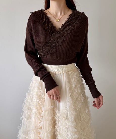 lace cache coeur lib knit(2色)