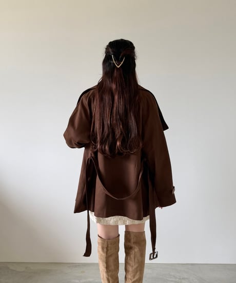 cape collar belted jacket(2色)