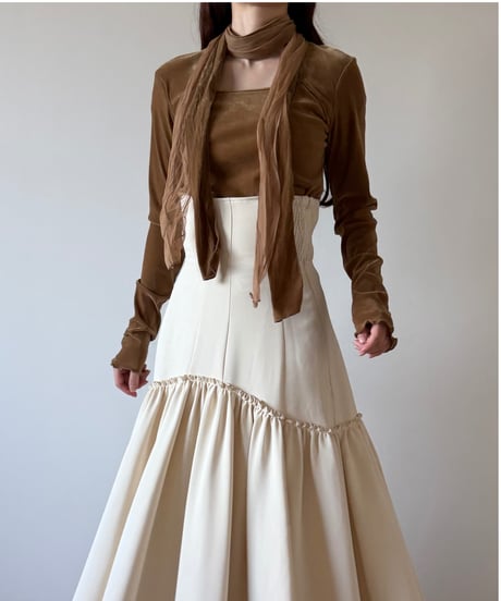 velour square neck scarf tops (2色)