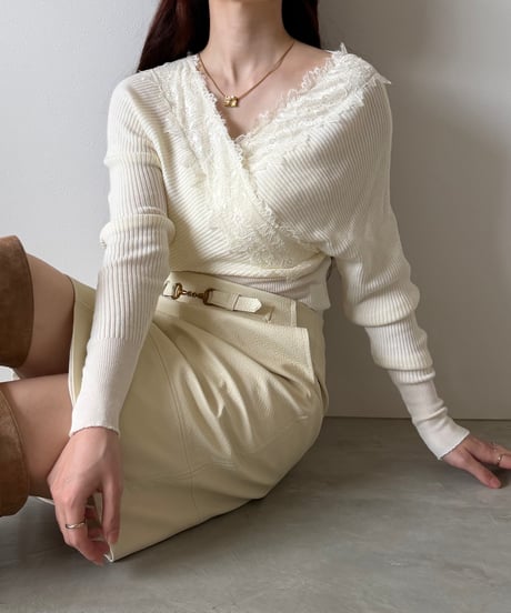 lace cache coeur lib knit(2色)