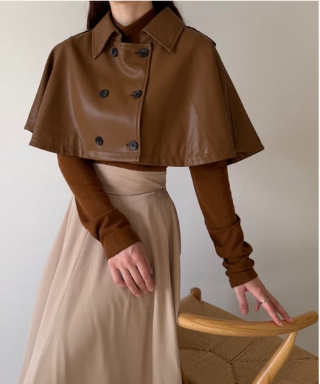 leather cape jacket set