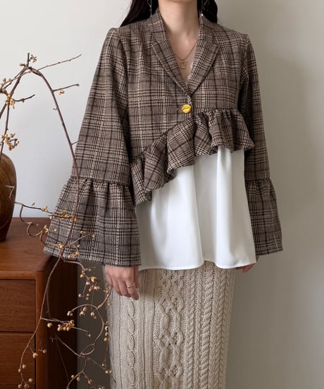 frill asymmetry check jacket