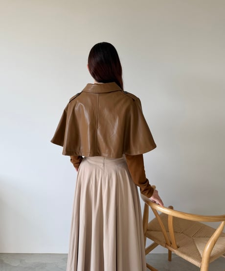 leather cape jacket set