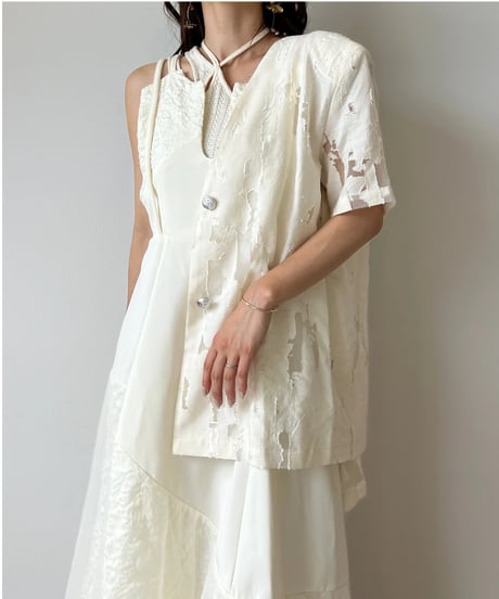 cut jacquard sheer jacket