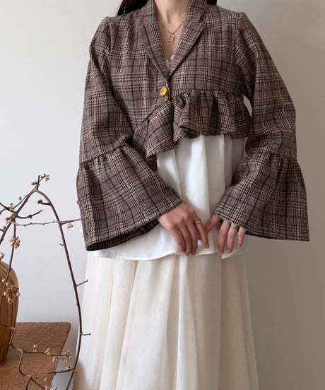 frill asymmetry check jacket