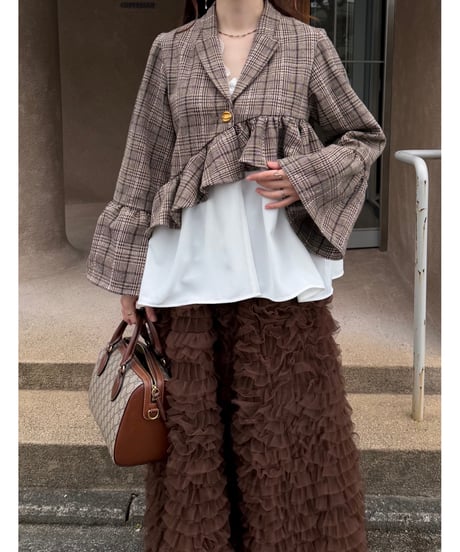 frill asymmetry check jacket
