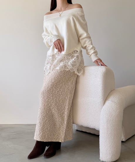 tweed knit i line skirt